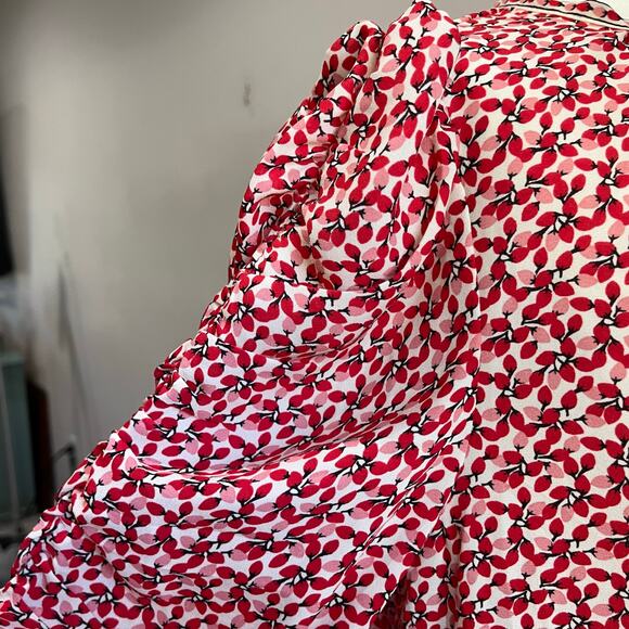 Max Studio Red and Black Floral 3/4 Ruched Sleeve Blouse Size XL - Picture 5 of 9